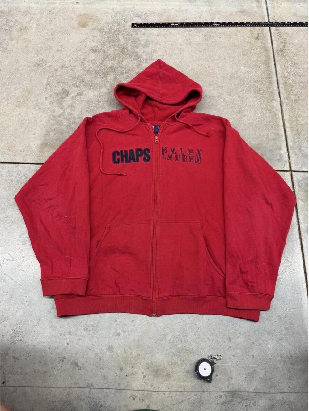 vintage chaps ralph lauren red zip up hoodie size large